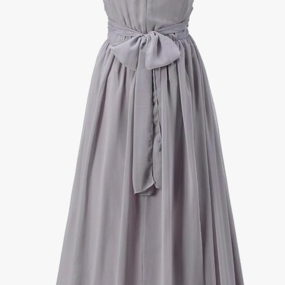 Black Chiffon V-neck Long Dress. Size 18 Girls. By Happy Rose. - Picture 5 of 6